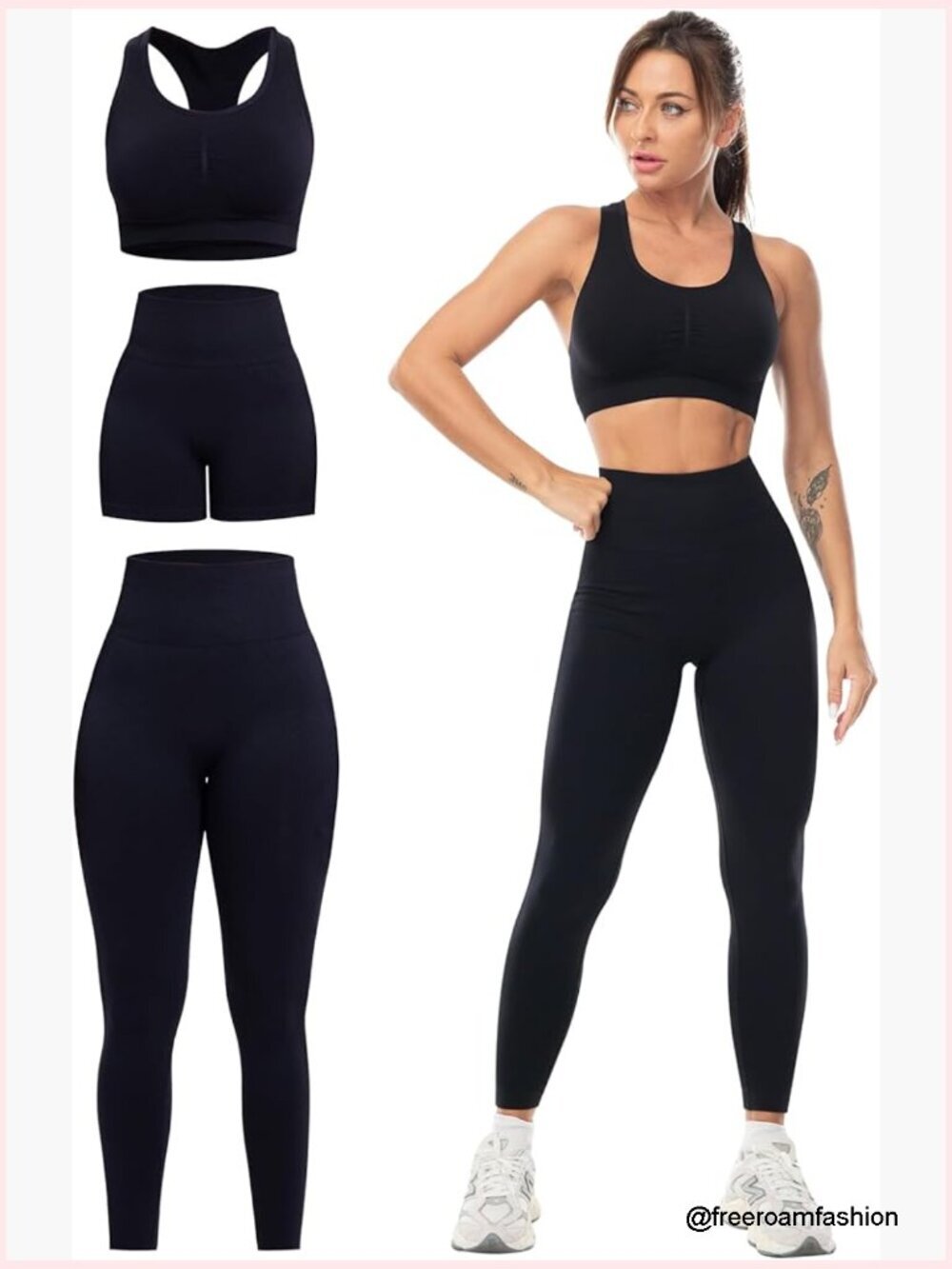 3-Piece Workout Sets with Sports Bra & Leggings